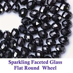 Sparkling Faceted Glass  Flat Round  Wheel Spacer Beads  100 Beads